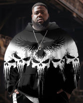 Men's Casual Fashion Skull Viking Print Plus Size Hoodie Suit